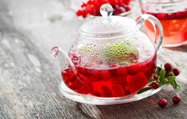 Picture tea, hot, kettle, drink, cranberries, berry