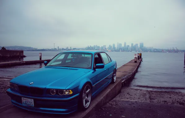 Picture the city, lights, tuning, bmw, BMW, promenade, e38, stance, 750il
