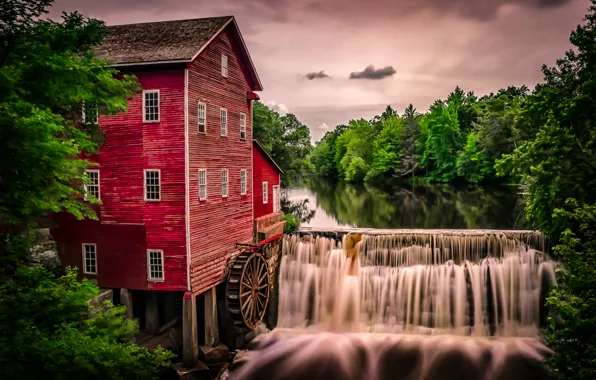 Picture river, waterfall, Wisconsin, mill, water mill, Wisconsin, Augusta, Augusta, Dells Mill