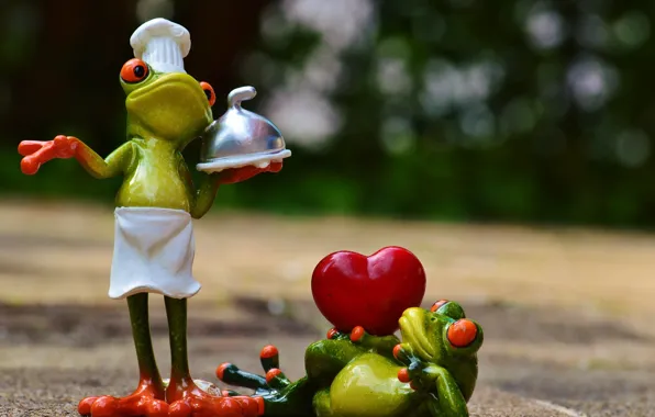 Picture heart, toys, frog, frogs, cook, figures, frog