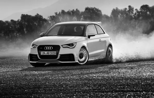 Picture Audi, Audi, Skid, Black and white, quattro