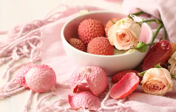 Picture flowers, roses, pink, lychee, Chinese plum