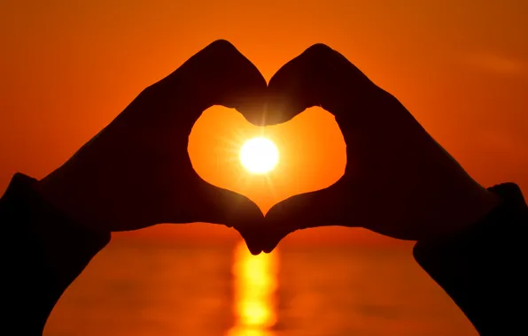 Picture love, heart, love, heart, sunset, romantic, hands