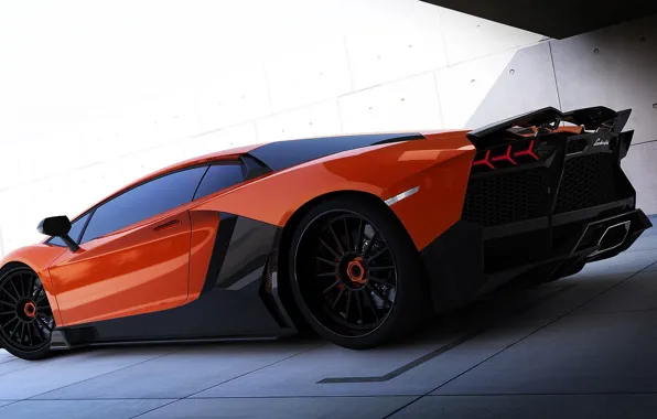 Picture Lamborghini, carbon, red, Aventador