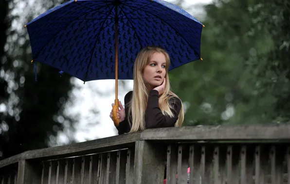Picture look, umbrella, blonde, weather