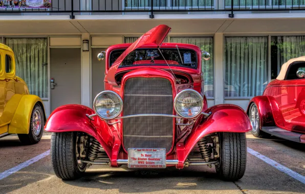 Picture Ford, hdr, red, style, retro, coupe, oldtimer