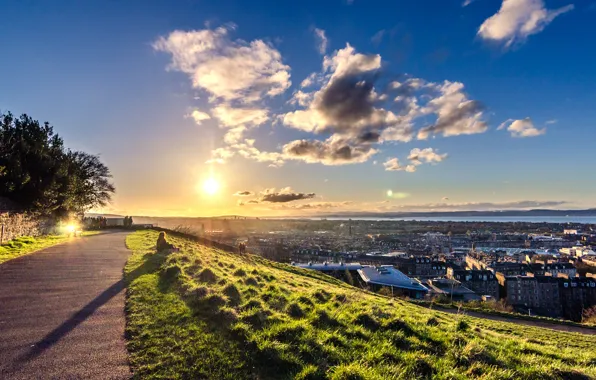 Picture sunset, Scotland, panorama, Scotland, Edinburgh, Edinburgh