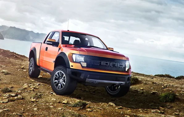 Picture Ford, Sky, Raptor, Mountains, Pickup, Sea, F150