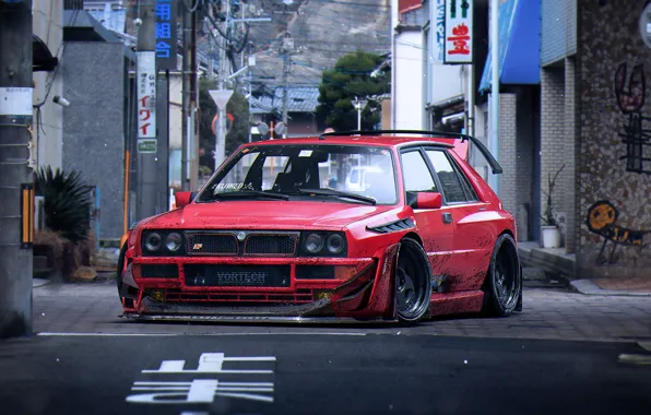 Picture Red, Lancia, Tuning, Future, Delta, Wheels, Integrale, by Khyzyl Saleem, Fifteen52