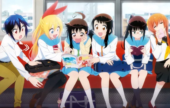 Picture girls, school uniform, anime, art, characters, nisekoi, Seishiro Of Tsugumi, Chito, Kirisaku, Marika Tachibana, Ruri …