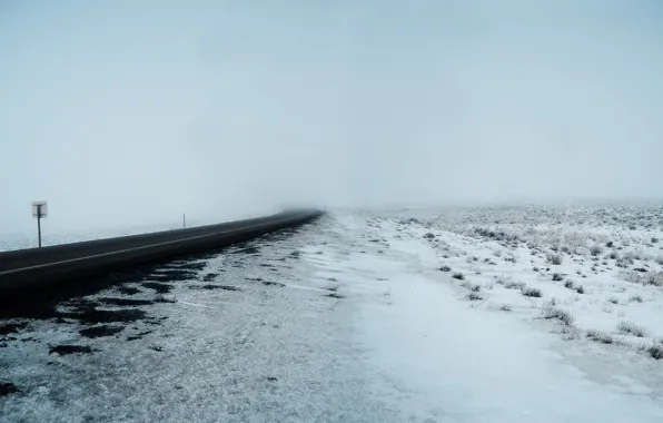 Picture winter, snow, fog, Road