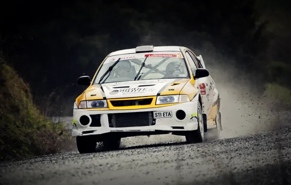 Picture Auto, Sport, Machine, The hood, Dirt, Mitsubishi, Lancer, Lights, WRC, Rally, Rally, The front