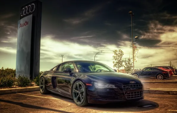 Picture the sky, audi, HDR, black, Parking, the dealership