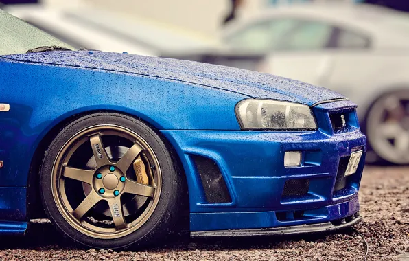Picture blue, tuning, nissan, GT-R, skyline, Nissan, R34