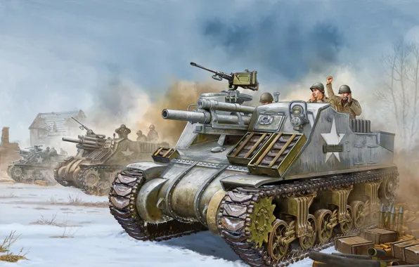 Picture art, USA, game, the, chassis, the priest, under, self-propelled, SAU, howitzer, Flames of War, WW2., …