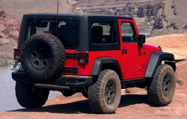 Picture Concept, red, jeep, rear view, Slim, Wrangler, Jeep