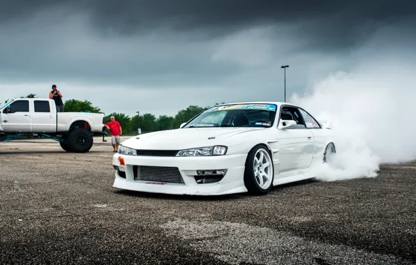 Picture nissan, turbo, wheels, japan, smoke, jdm, tuning, silvia, front, face, low, 200sx, s14, datsun