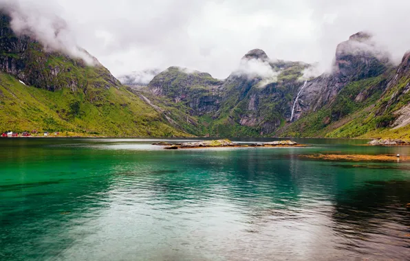 Picture clouds, mountains, Norway, Norway, the fjord, Lofoten, Nordland, Soervaag