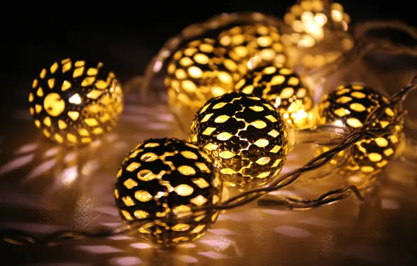 Picture balls, light, holiday, new year, garland