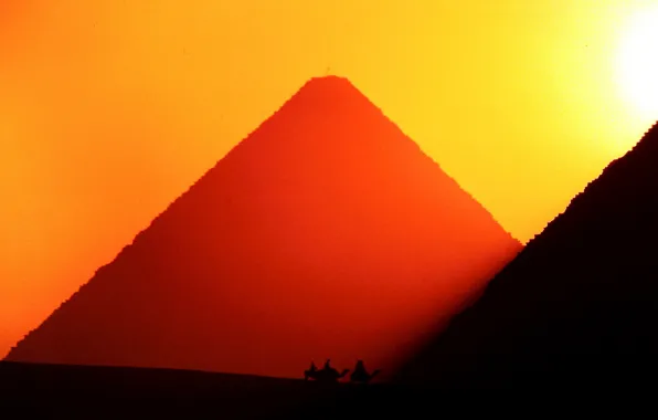 Picture Giza, glow, Egypt, pyramid, caravan