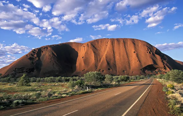 Picture road, trees, mountain, Australia, national Park, 1 Uluru-Kata Tjuta