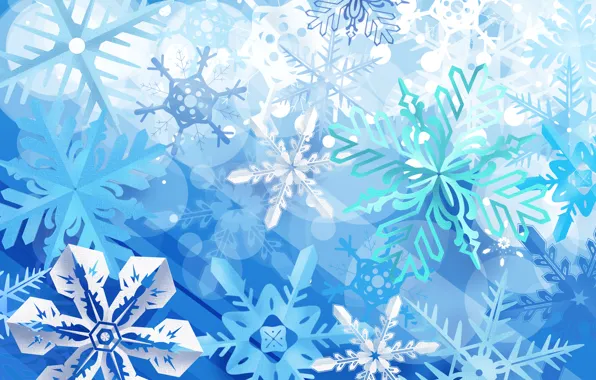 Picture winter, snowflakes, blue