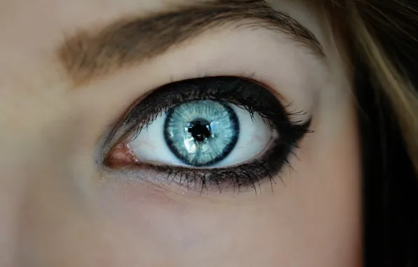 Picture reflection, makeup, blue eye