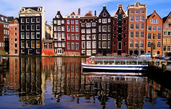 Picture water, the city, reflection, river, home, Amsterdam, channel, Netherlands, Amsterdam, Nederland