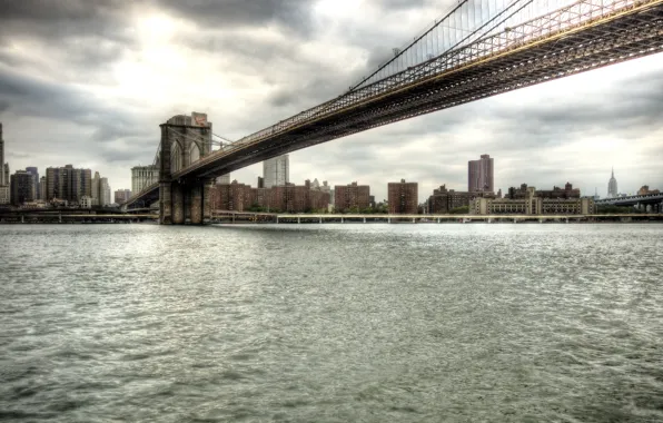 Picture water, bridge, city, the city, New York, bridge, Brooklyn, New York, Manhattan, Manhattan