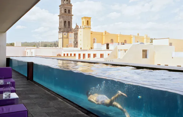 Picture the city, pool, the hotel, Mexico, terrace, Puebla, Hotel Review