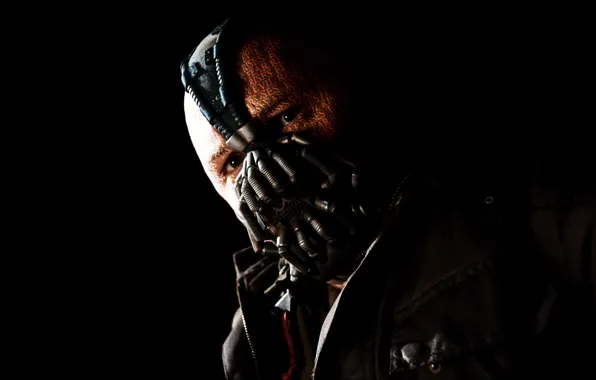 Picture mask, black background, the dark knight, tom hardy, Tom hardy, Bane, the legend, bane, the …