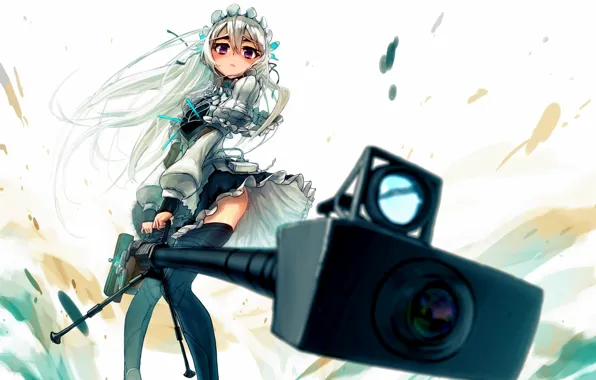 Picture look, girl, weapons, sight, sniper rifle, clips, Chaika the coffin, Hitsugi no Chaika, Chaika Trabant