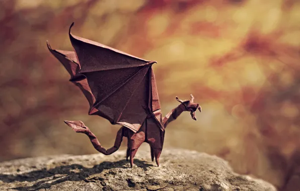 Picture dragon, wings, shadow, evil, rock, rock, origami, wings, bokeh, bokeh, dragon, origami, shadow, angry, flame …