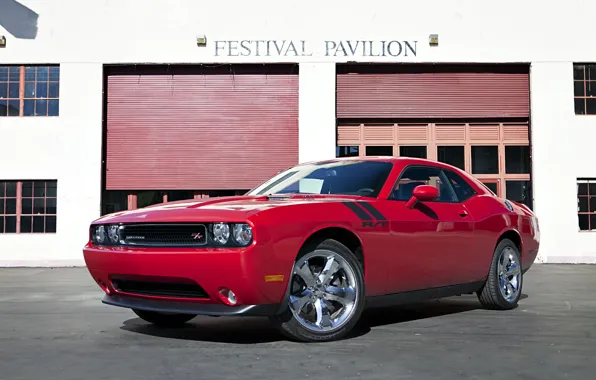 Picture car, red, the building, 2012, Dodge Challenger, Kar, super, R/T, Festival Pavilion