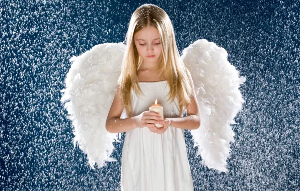 Picture snow, candle, wings, angel, Girl