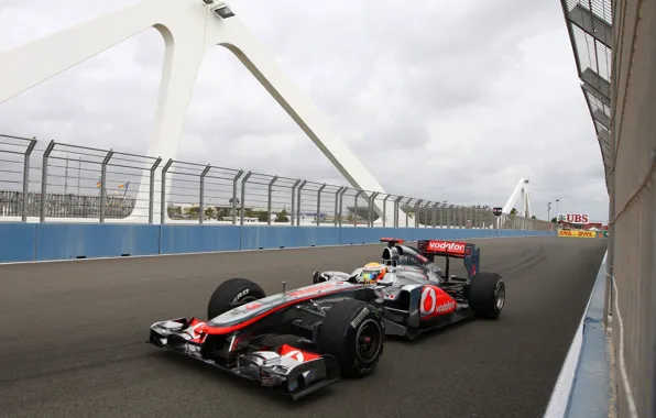 Picture bridge, track, formula 1, pilot, Spain, formula 1, racer, 2011, formula one, mclaren, Lewis Hamilton, …