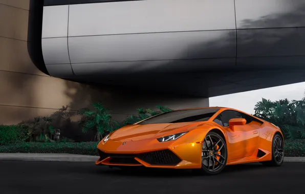 Picture Lamborghini, Orange, Vorsteiner, Wing, Huracan, Install