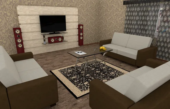 Picture room, furniture, interior, render
