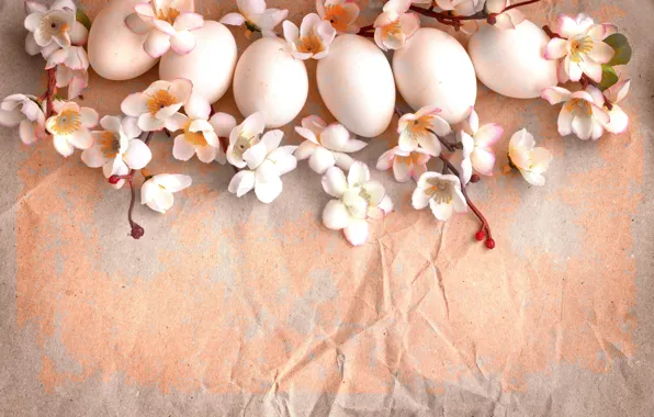 Picture flowers, branches, paper, holiday, eggs, spring, Easter, vintage, Easter