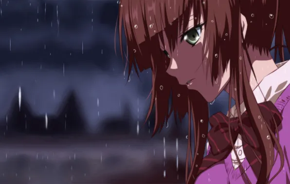 Picture Anime, Strike the Blood, Kirasaka Sayaka, rain.