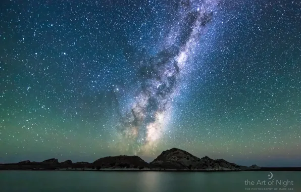 Picture sea, the sky, stars, landscape, mountains, The milky way, photographer, Mark Gee