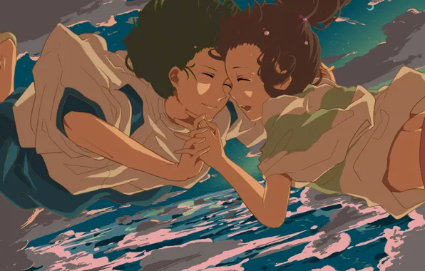 Picture the sky, clouds, anime, boy, tears, drop, art, girl, spirited away, spirited away, Hayao Miyazaki, …