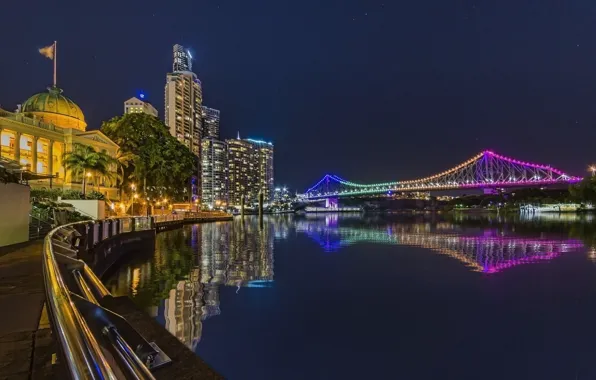 Picture the sky, night, bridge, lights, home, Australia