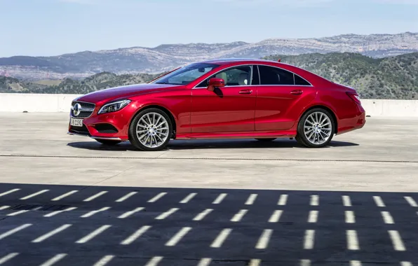 Picture red, Mercedes-Benz, CLS, car, 500, 4Matic