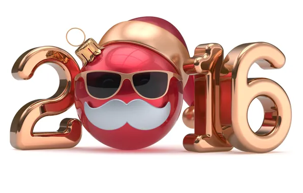 Picture New Year, figures, smiley, New Year, ball, Happy, 2016