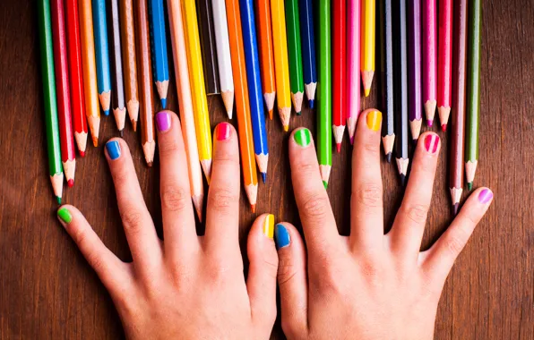 Picture girl, paint, rainbow, colors, hands, pencils, colorful, rainbow, girl, nails, colorful, hands, nails, pencils, teen, …