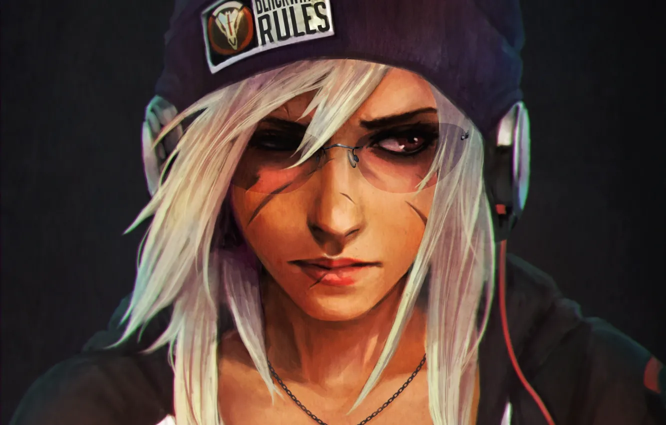 Wallpaper girl, hat, hair, glasses, blizzard, fan art, reaper, Overwatch  images for desktop, section игры - download