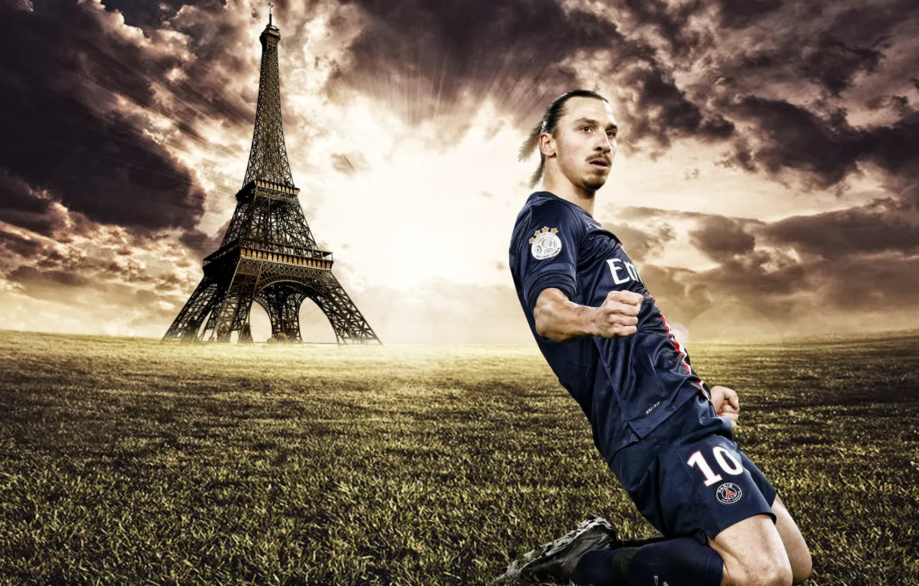 Wallpaper Wallpaper Sport Football Player Eiffel Tower Paris Saint Germain Zlatan Ibrahimovic Images For Desktop Section Sport Download