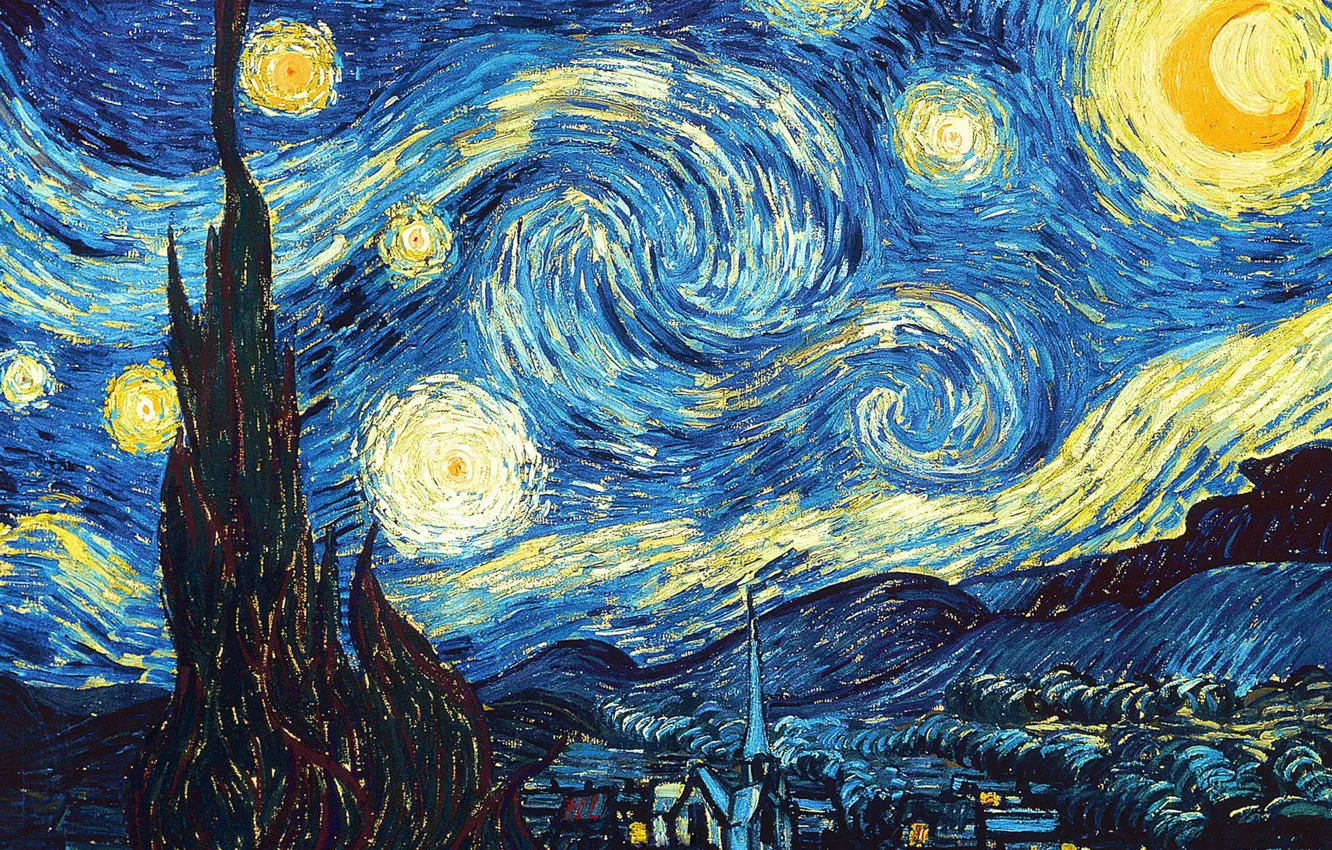 Photo wallpaper Picture, Starry night, van Gogh