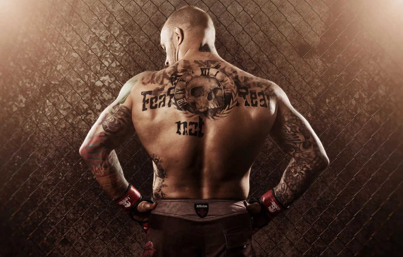 Wallpaper mesh, back, male, tattoo, MMA, fighter, Mixed Martial Arts, Mixed  martial arts images for desktop, section спорт - download